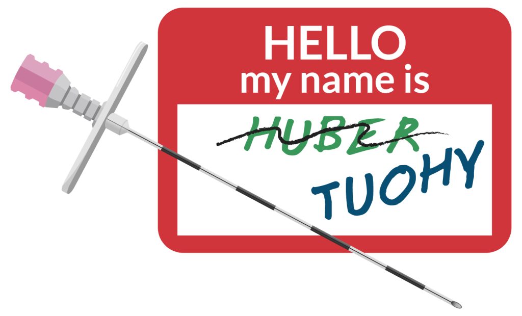 name tag saying Hello, My Name is TUOHY