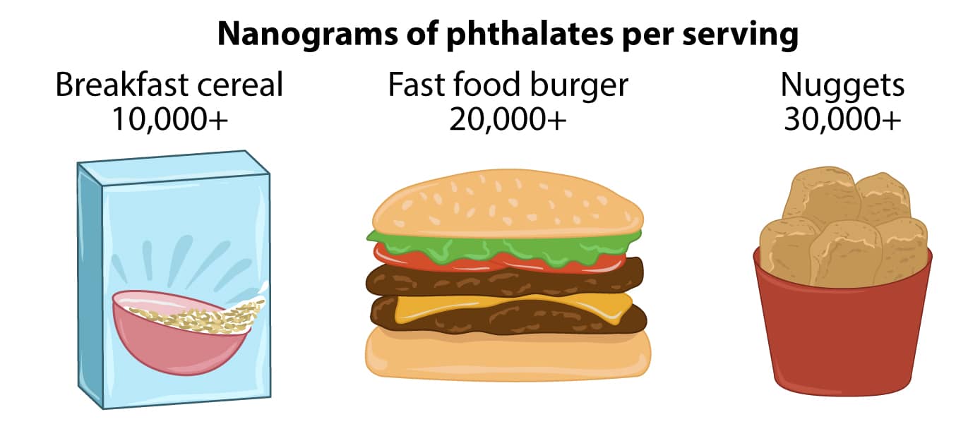 nanograms of phthalates per serving