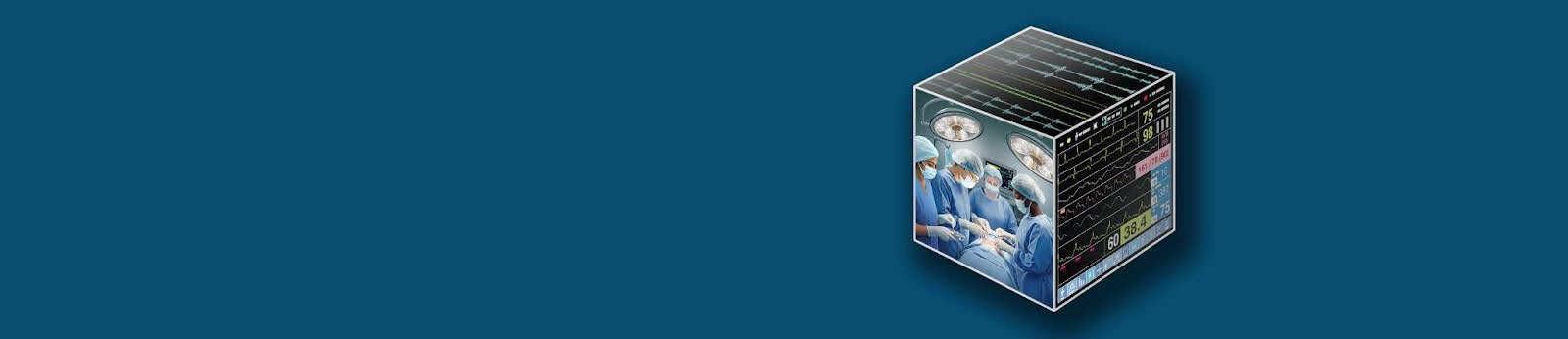 Illustration of the OR Black Box® showing a cube with surgical team imagery and patient monitoring data, symbolizing operating room recording and patient safety.