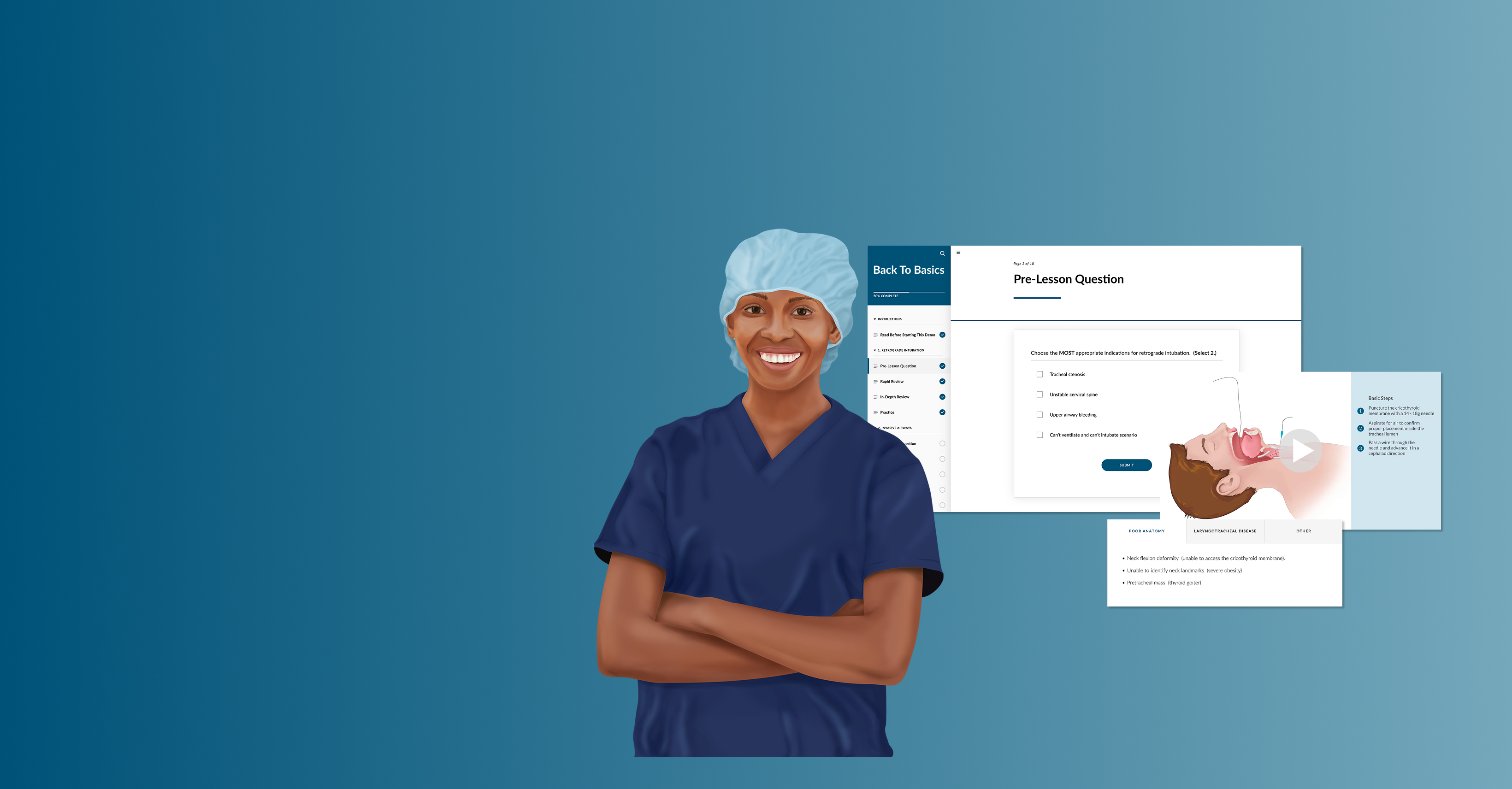 Nurse anesthetist with an illustration of APEX's back to basics course