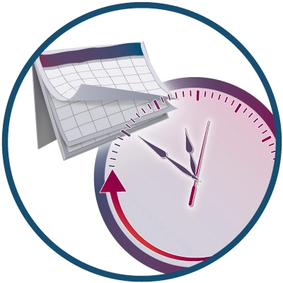 A clock and calendar for courses that match your schedule.