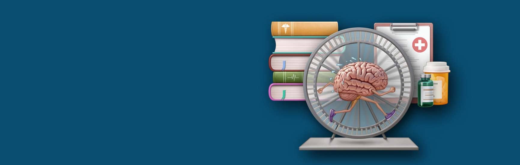 a brain running on a treadmill getting to mental fatigue hero banner