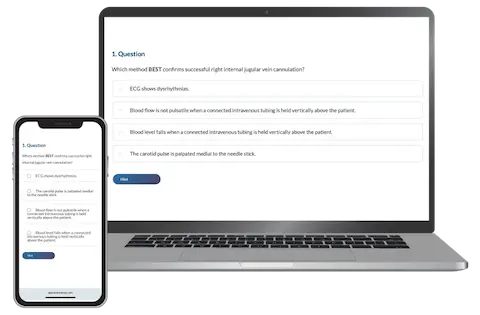 CRNA CE Mastery QBank questions on laptop and mobile