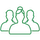 An illustrated outline of three people