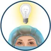 A CRNA with a lightbulb above their head