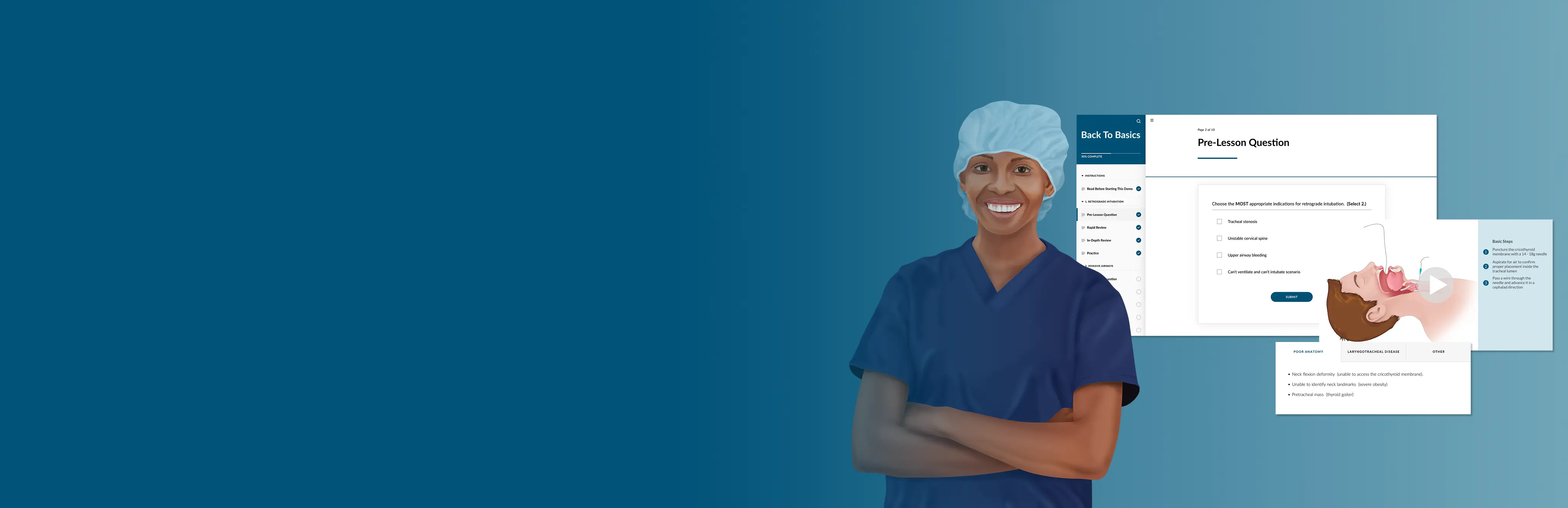 Nurse anesthetist with an illustration of APEX's back to basics course